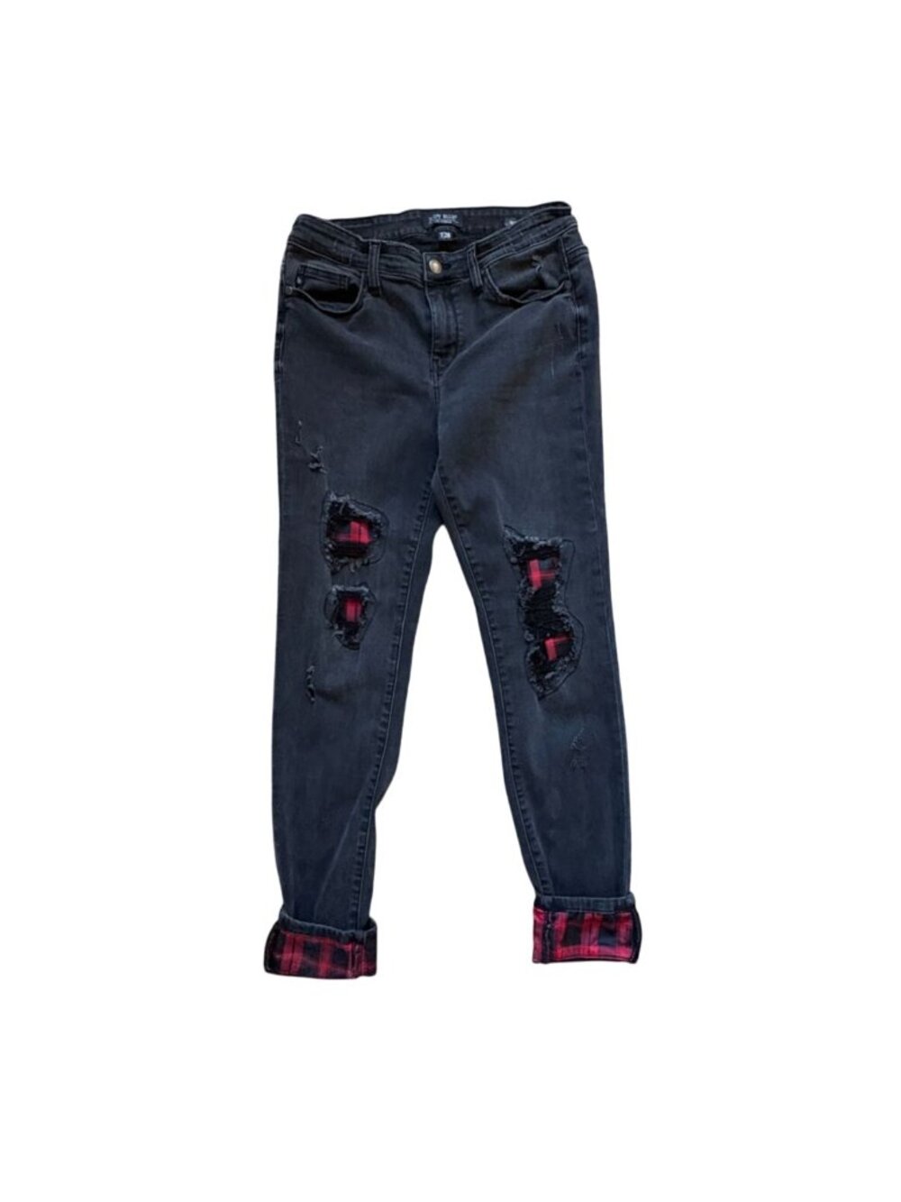 Judy Blue JB82191BK Skinny Fit Black Denim Buffalo Patch Jeans-Sz 7
